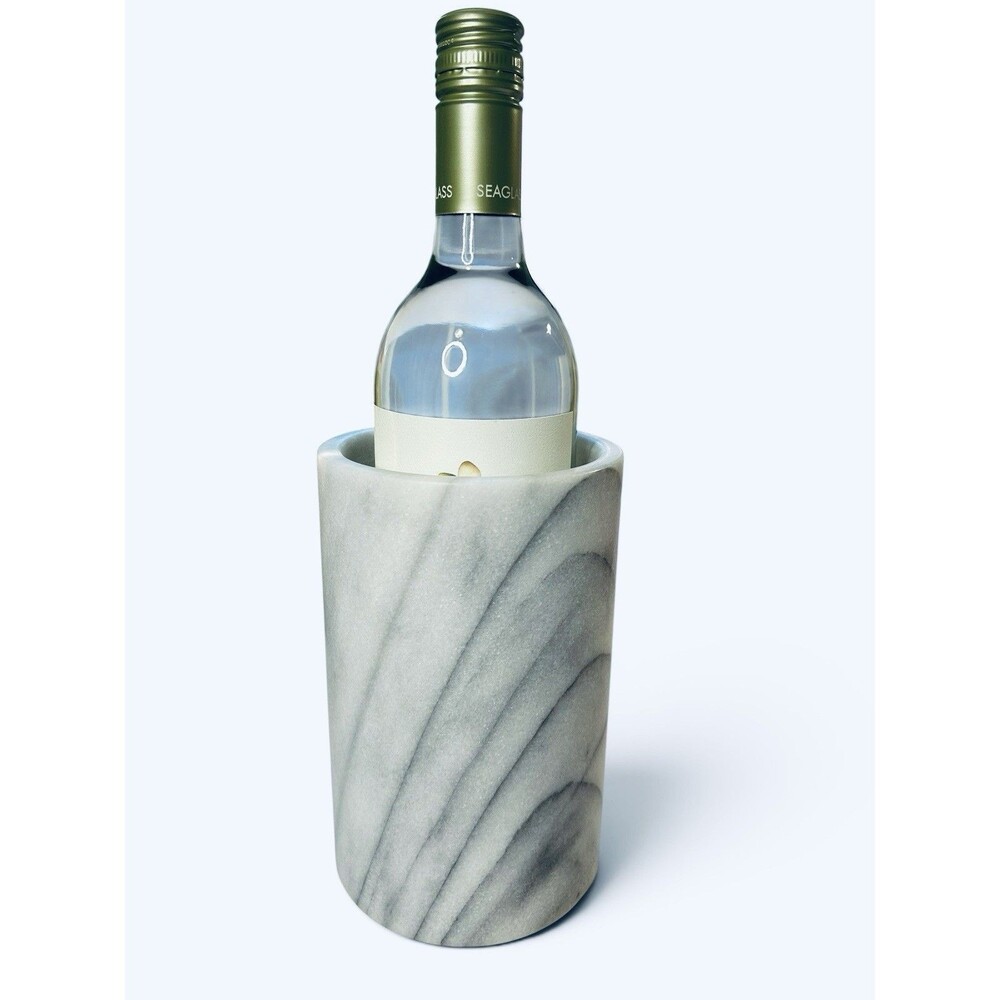 Crate & Barrel French Marble Wine Cooler Chiller Grey and White NEW Open Box